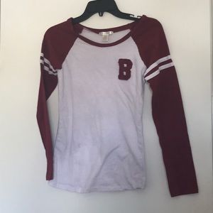 Red and white long sleeve top